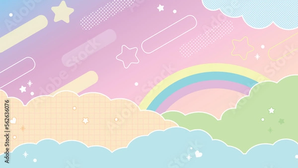 Fototapeta ゆめかわネオンの星空背景素材