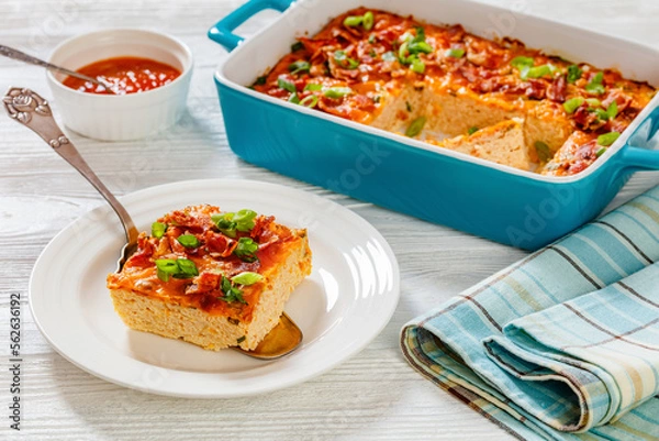 Obraz Riced Cauliflower Breakfast Bake, top view