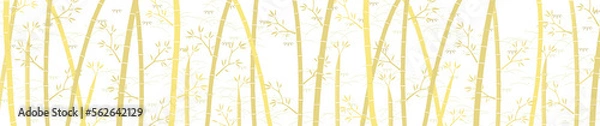 Obraz 透過背景の竹と和柄な草模様の背景素材（金色＆ワイド）

