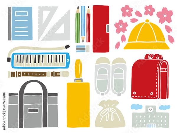 Fototapeta 入学イメージのイラストセット