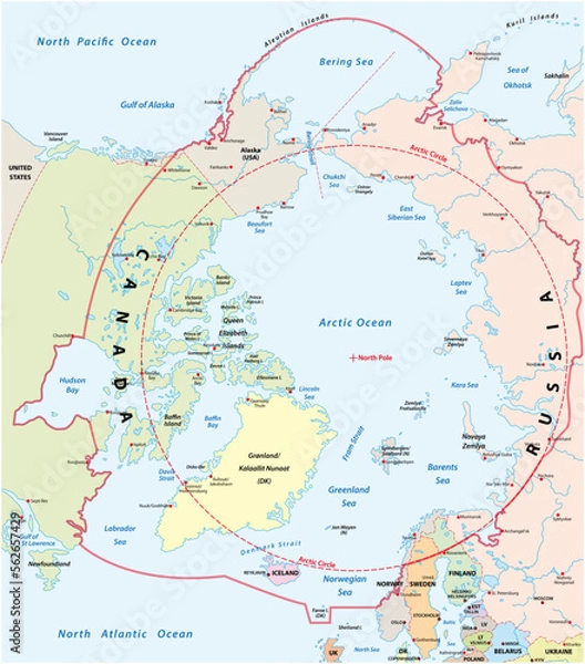 Obraz Vector map of the arctic and polar region