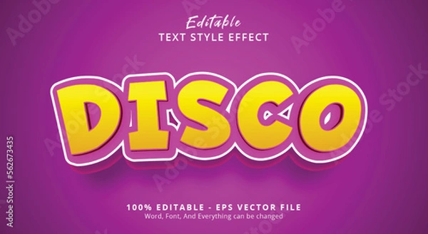 Fototapeta Editable text effect, Disco text on fancy color style