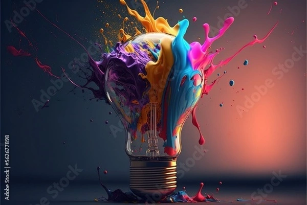 Obraz Digital illustration about light bulb.
Generative AI.