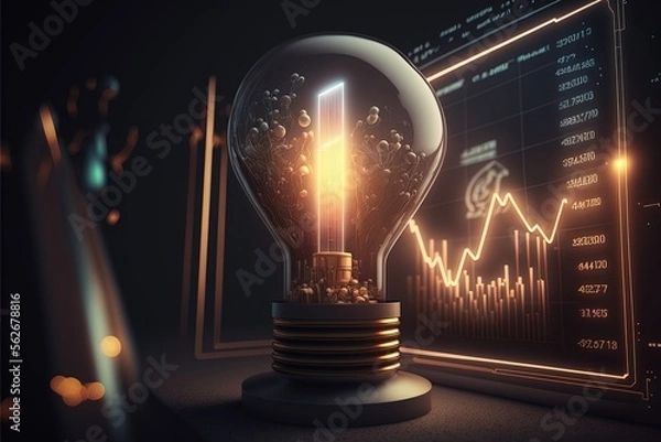 Fototapeta Digital illustration about light bulb. Generative AI.
