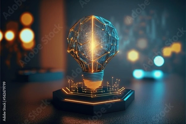 Obraz Digital illustration about light bulb. Generative AI.