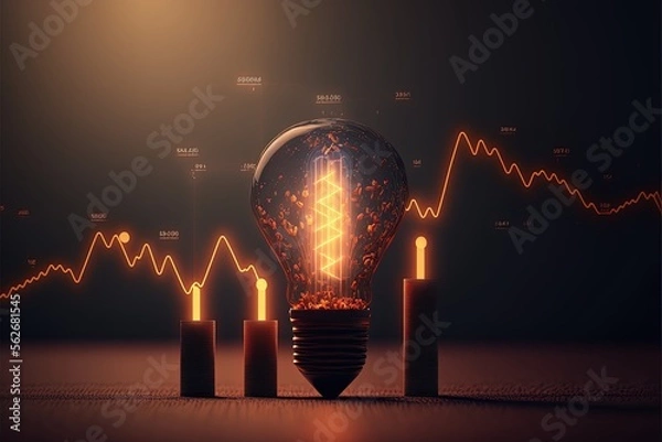 Obraz Digital illustration about light bulb. Generative AI.