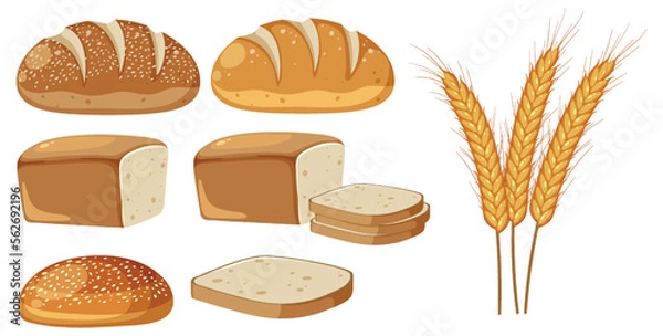 Obraz Set of bread and wheat