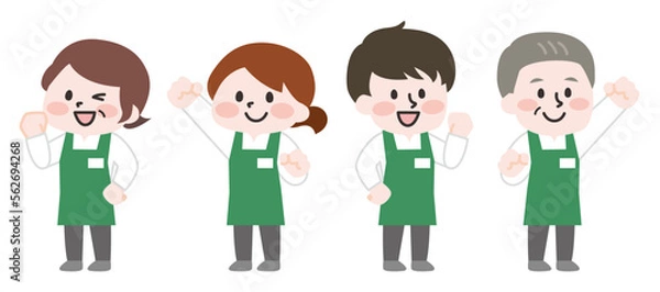 Obraz スーパーで働く店員たち