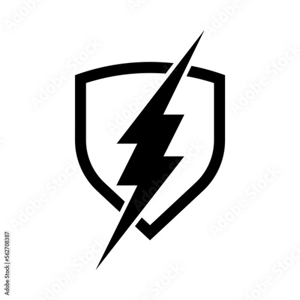 Fototapeta shield with lightning bolt icon