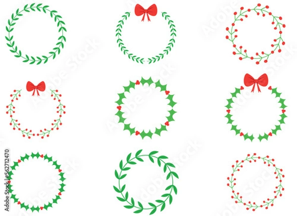 Fototapeta Christmas wreath design illustration isolated on white background