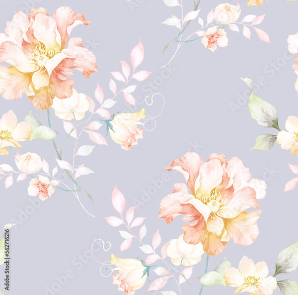Fototapeta Classic Popular Flower Seamless pattern background.Perfect for wallpaper, fabric design, wrapping paper, surface textures, digital paper.