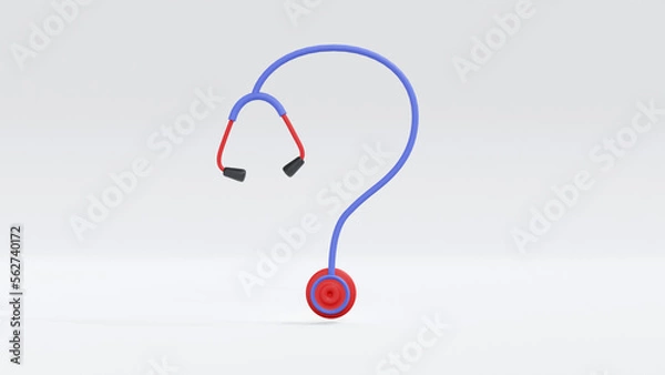 Fototapeta 3D illustration of stethoscope making question symbol. Clipping path.