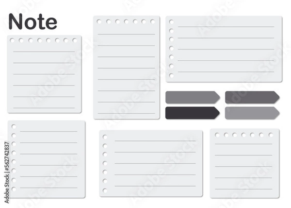 Obraz A set of notes collection of minimal blank sticky notes. Vector illustration.
