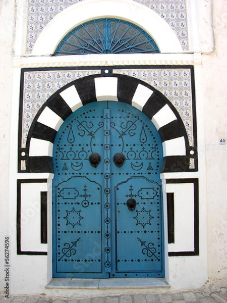Obraz Blue door in Tunisia,Sidi Bou Said