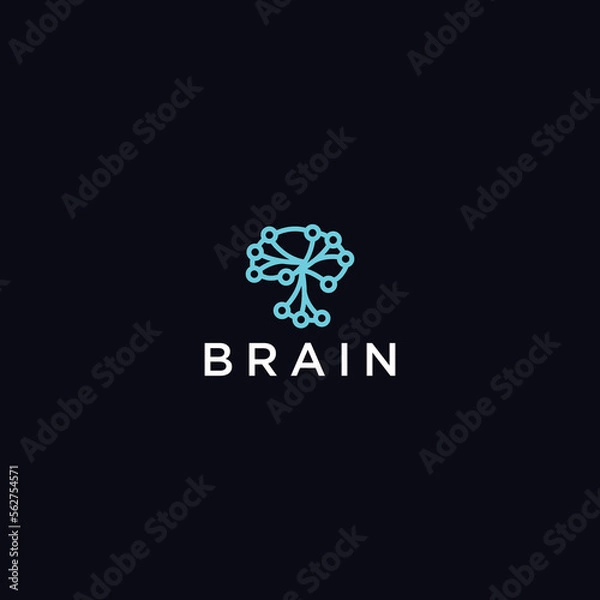 Fototapeta Brain logo design template. Vector technology