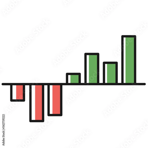 Obraz bar price chart diagram financial stock price icon bullish bearish market in minimal mono design