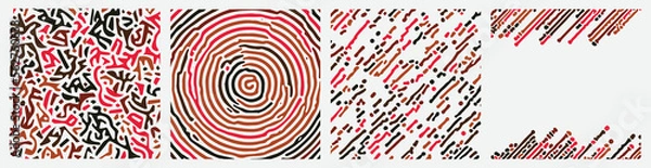 Obraz Abstract pattern reaction biology diffusion turing red black brown on white background. Vector illustration. 