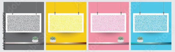 Obraz Abstract reaction biology diffusion turing pattern in rectangle frame decoration design. Vector illustration. 