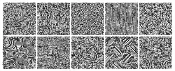 Obraz Biology diffusion turing abstract pattern in 10 variant styles could be applied for any purpose. Vector illustration.  