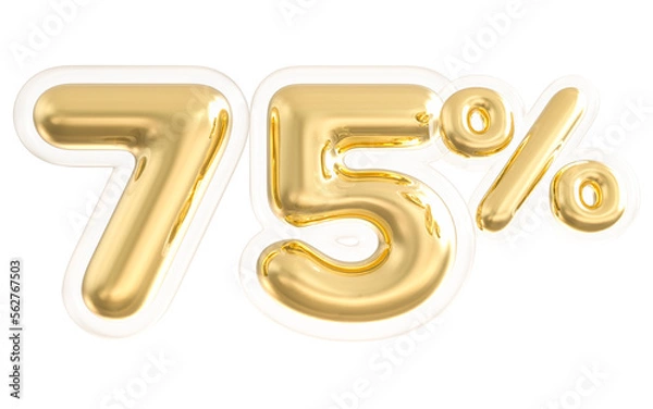 Fototapeta Discount 75 Percent 3D Gold Number Sale With Generative AI