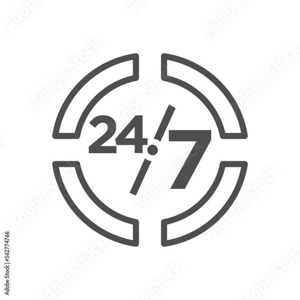 Fototapeta open 24 hours 7 day icon design vector template