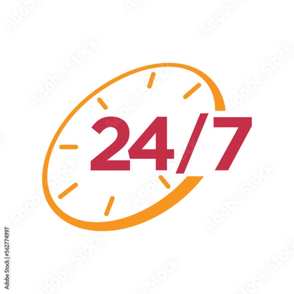 Fototapeta open 24 hours 7 day icon design vector template