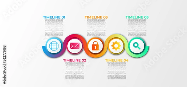 Fototapeta Business Infographic. Timeline infographics design vector. Abstract infographics options template. Vector illustration. Business concept with 5 options, steps, or processes.