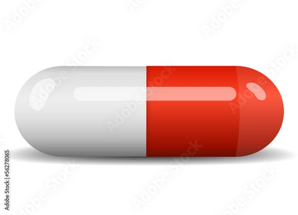 Fototapeta Red vector capsule on white