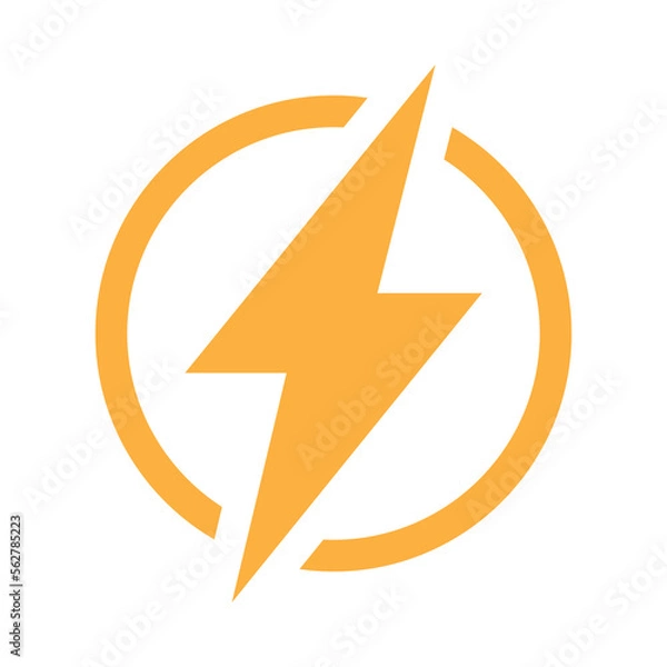 Fototapeta Lightning bolt icon set. Flash electric symbol. Thunderbolt flat style sign for apps and websites with transparent background PNG