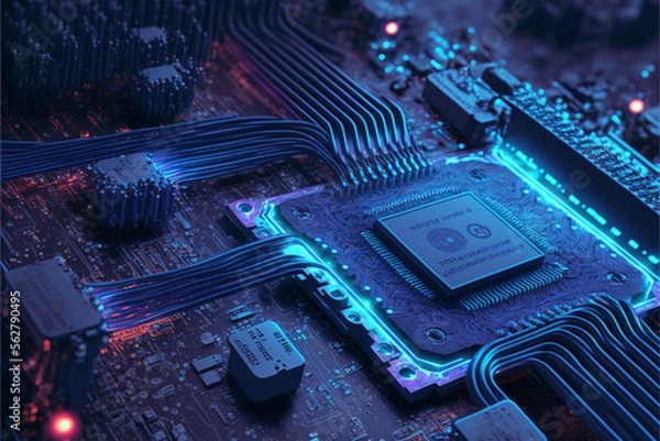 Fototapeta Abstract Electronic Circuit Board Background, Generative ai