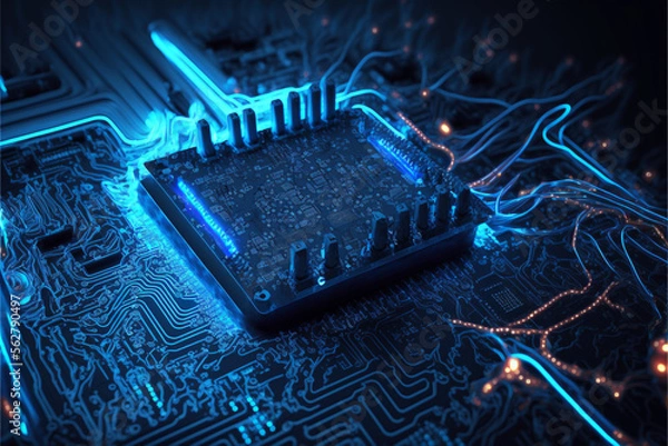 Fototapeta Abstract Electronic Circuit Board Background, Generative ai