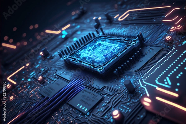 Fototapeta Abstract Electronic Circuit Board Background, Generative ai