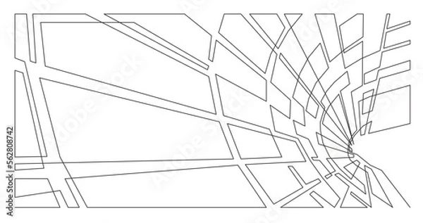 Fototapeta continuous line drawing vector illustration with FULLY EDITABLE STROKE of futuristic linear composition