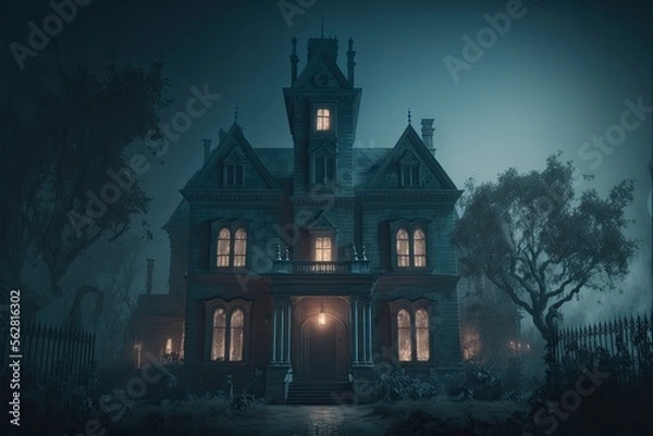 Fototapeta Haunted Mansion with Scary Horror Atmosphere. Generative AI.