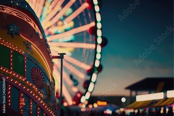 Fototapeta Colorful Carnival Fun - Bright Rides and Games. Generative AI.