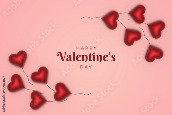 Obraz 3d background with hearts balloons for Valentine's day