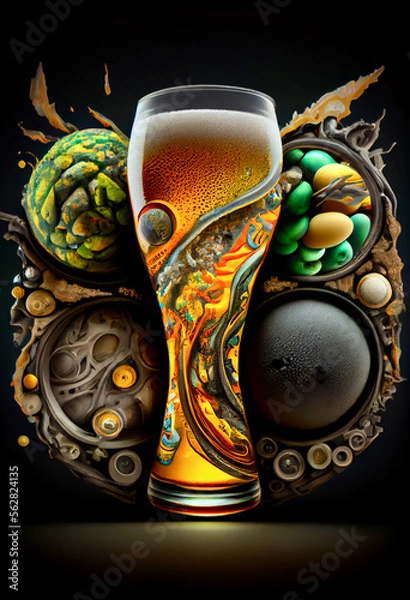 Fototapeta Generative AI abstract render of a beer