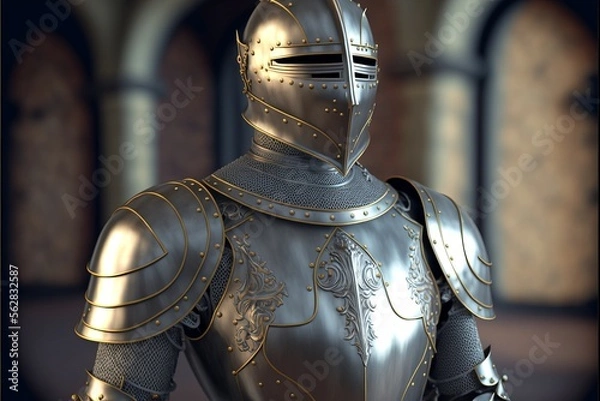 Fototapeta Medieval knight armor, AI generated