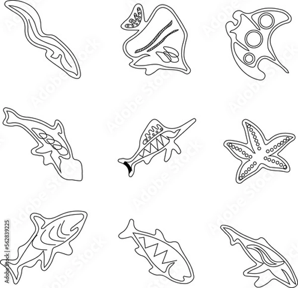 Obraz fish collection design pattern