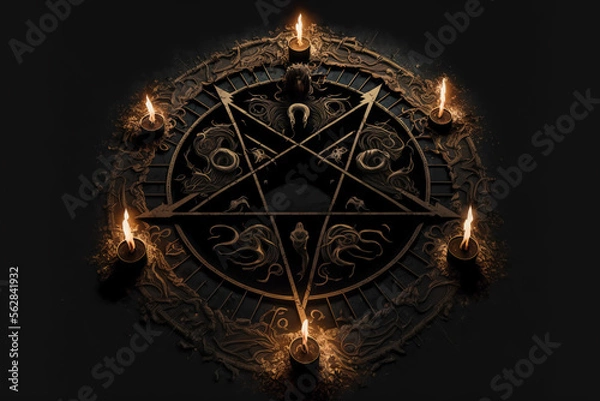 Fototapeta Satanic symbol, pentagram or star. Demon or devil symbol. Generative AI.