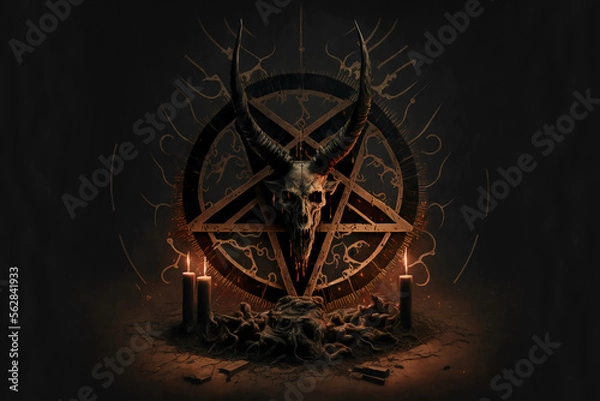 Obraz Satanic symbol, pentagram or star. Demon or devil symbol. Generative AI.