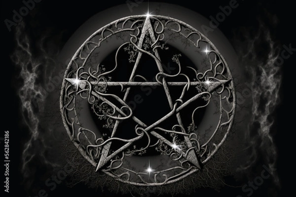 Obraz Satanic symbol, pentagram or star. Demon or devil symbol. Generative AI.
