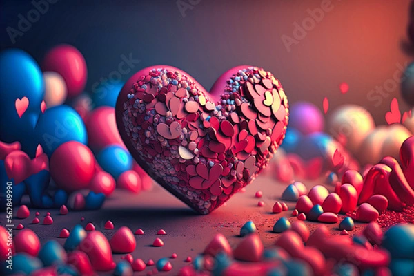 Fototapeta Valentine's Day full of gifts, generative AI