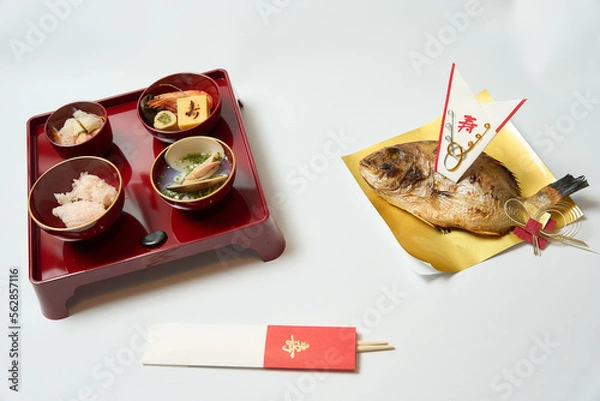 Obraz お食い初め・百日祝いのお膳と料理