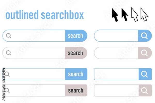 Obraz 検索フォーム テキストボックスのベクターイラスト セット 検索ボタン付き