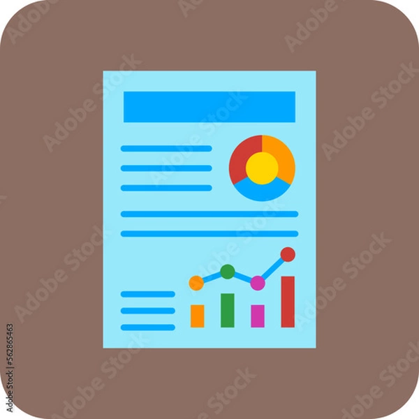 Fototapeta Report Multicolor Round Corner Flat Icon