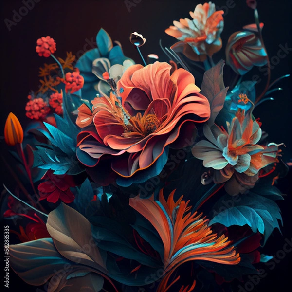 Fototapeta Bouquet of Colorful Flowers Generative
