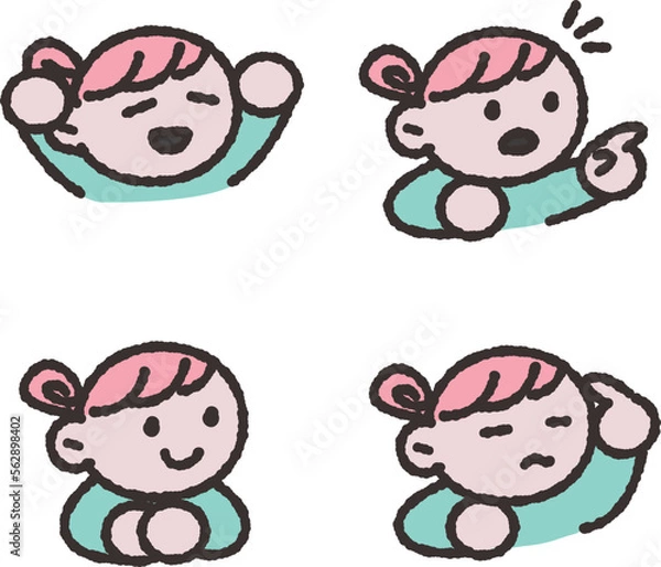 Obraz かわいい表情リアクション4パターン