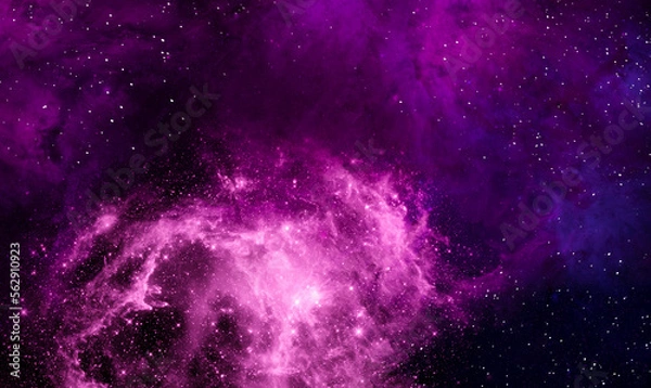Fototapeta Space background with realistic nebula and shining stars. Abstract scientific background with nebulae and stars in space. Nebula night starry sky in rainbow colors. Multicolor outer space.	