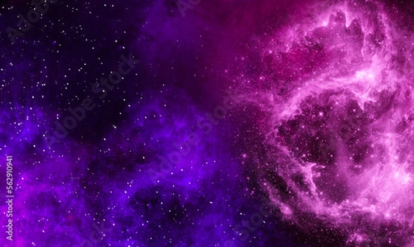 Fototapeta Space background with realistic nebula and shining stars. Abstract scientific background with nebulae and stars in space. Nebula night starry sky in rainbow colors. Multicolor outer space.	